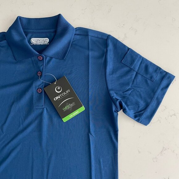 OnTour Pico Web Tech 100 Series Athletic SS Poly Polo Golf Shirt Blue Sz XS NWT - Picture 2 of 15